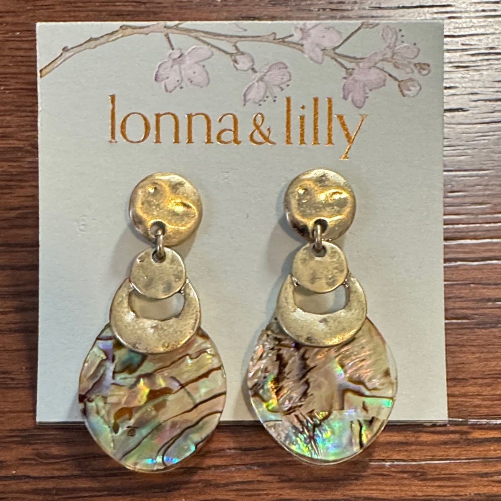 Lonna & Lilly Gold tone and Iridescent Drop Earrings